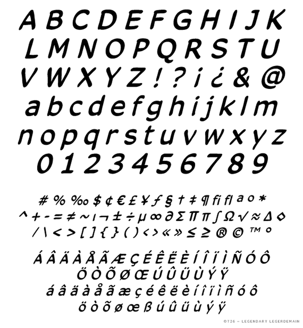 T 26 Digital Type Foundry Fonts Legendary Legerdemain