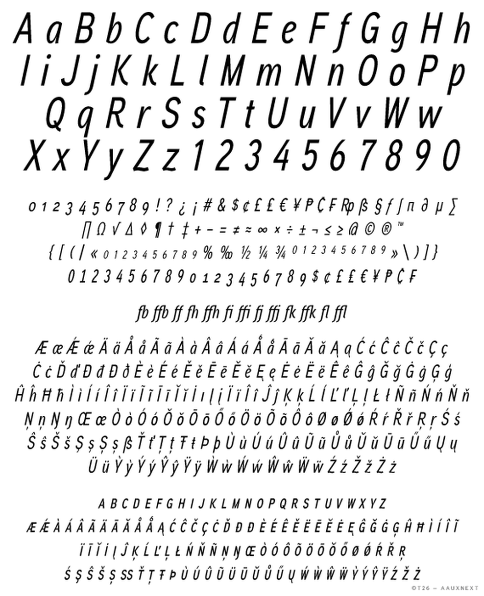 T 26 Digital Type Foundry Fonts Aaux Next Compressed