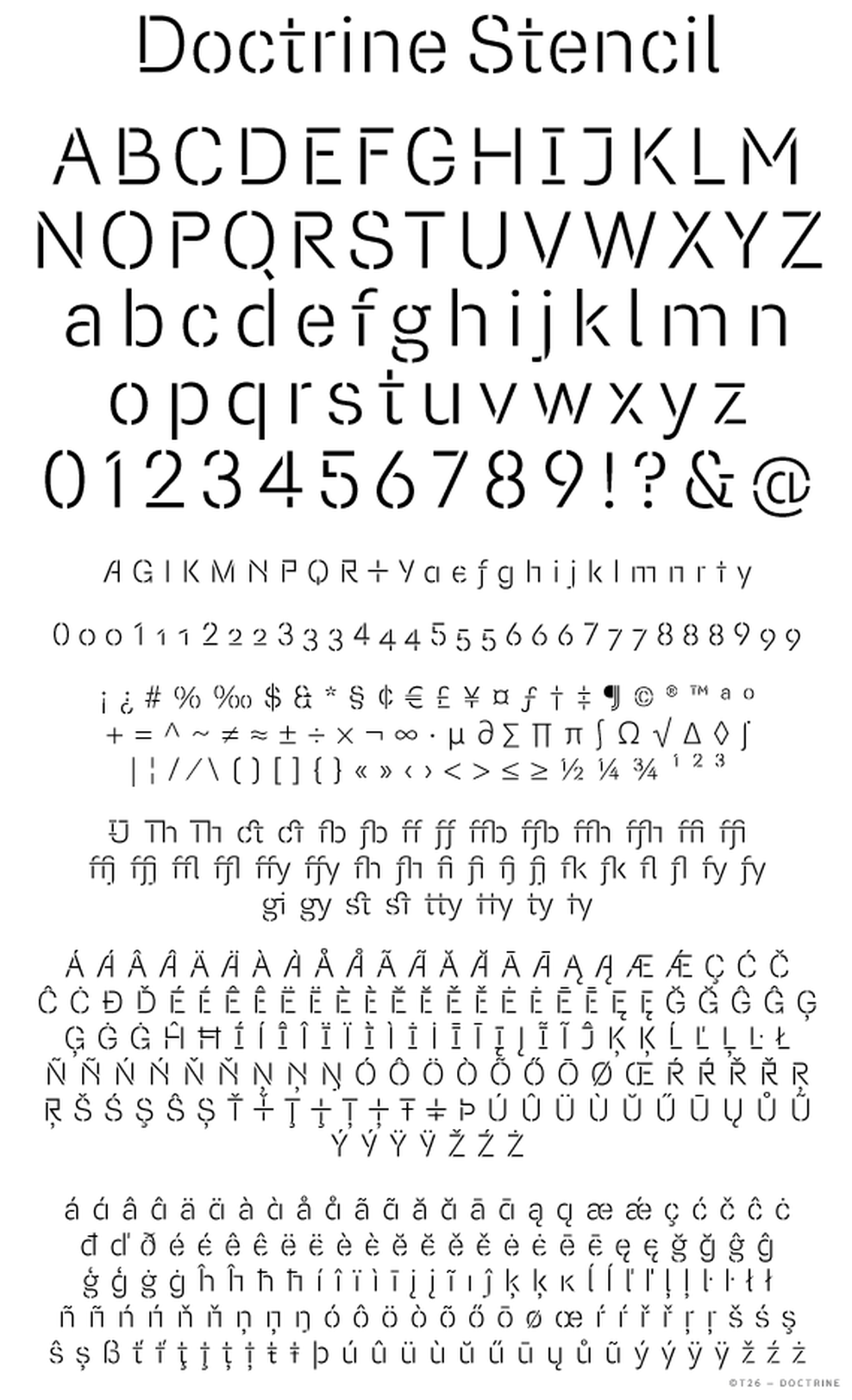 T 26 Digital Type Foundry Fonts Doctrine Stencil