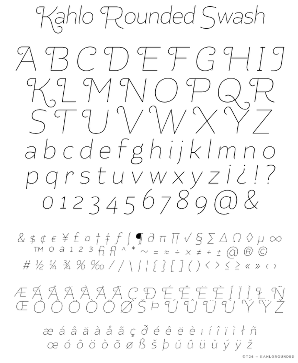 T 26 Digital Type Foundry Fonts Kahlo Rounded Swash