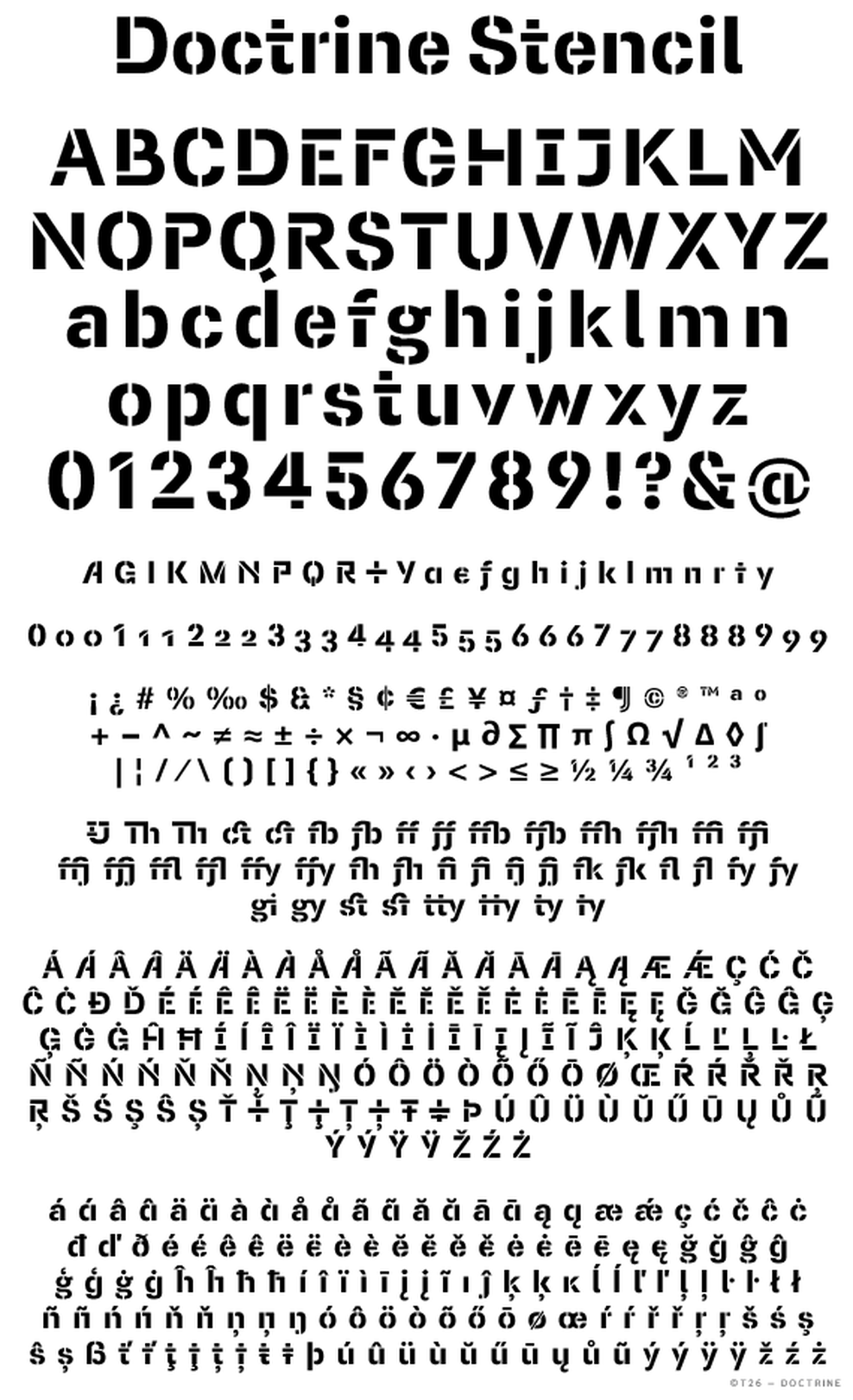 T.26 Digital Type Foundry | Fonts : Doctrine Stencil