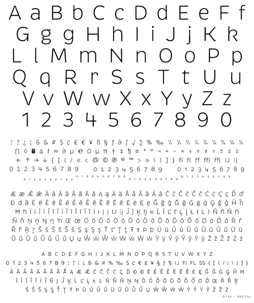 T 26 Digital Type Foundry Fonts Brevia Medium Pack 1