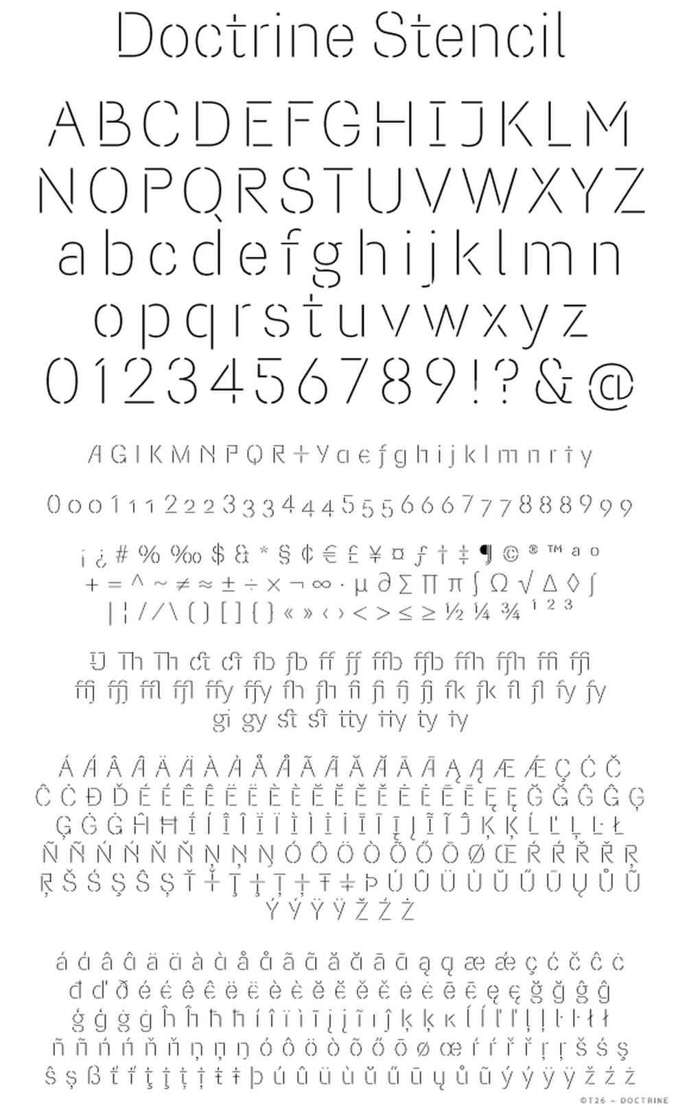 T 26 Digital Type Foundry Fonts Doctrine Stencil