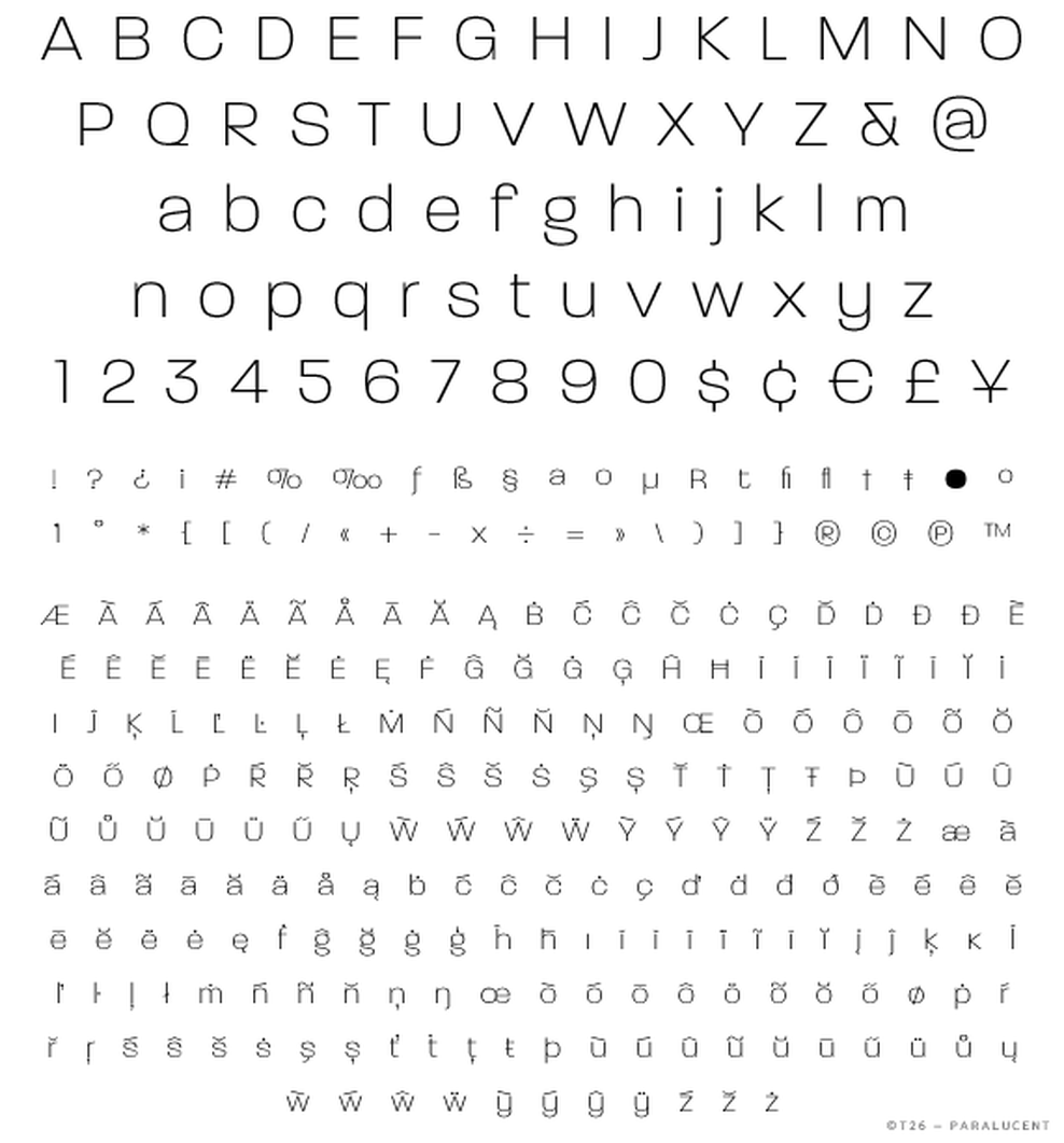 T 26 Digital Type Foundry Fonts Paralucent A