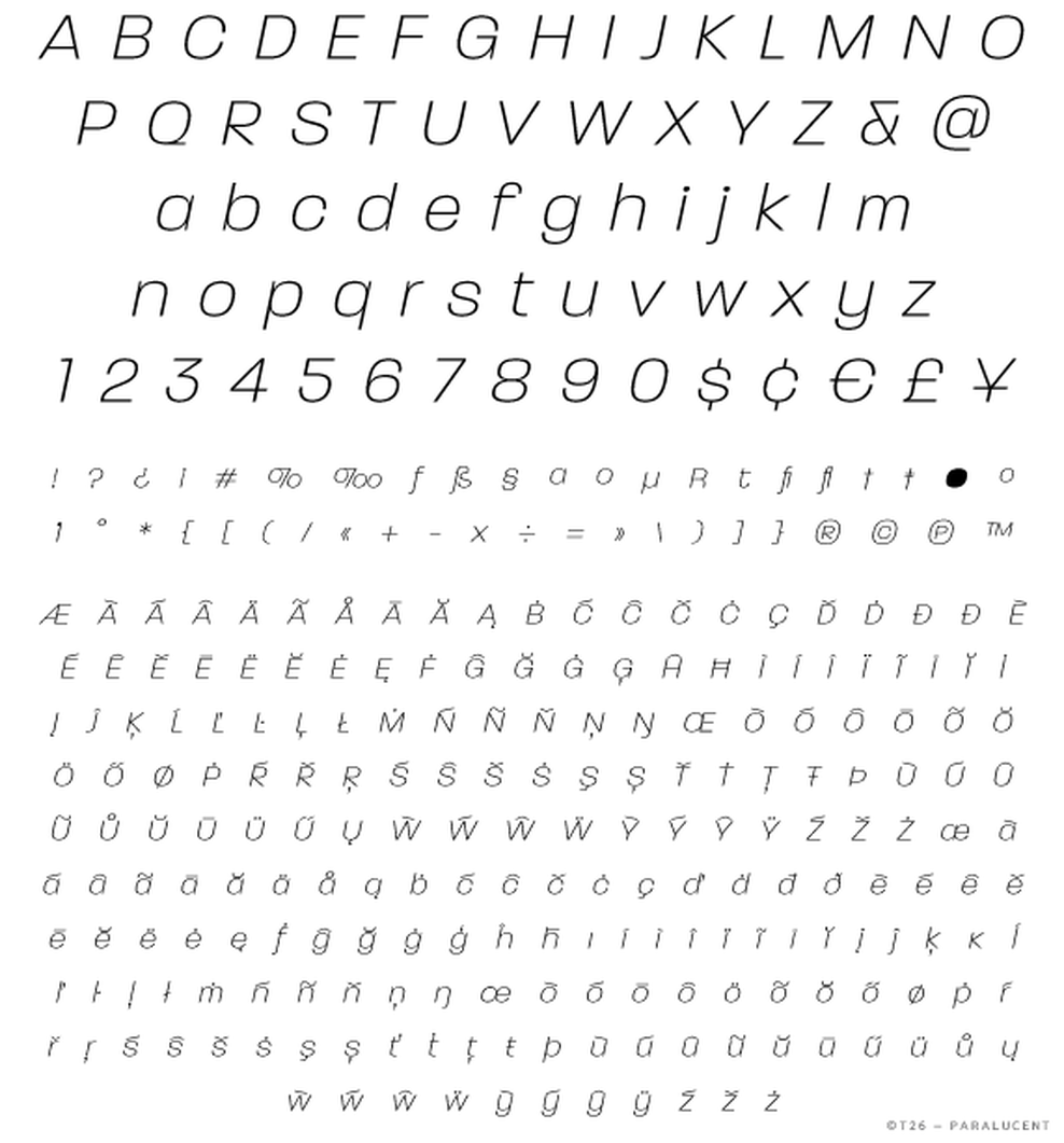 T 26 Digital Type Foundry Fonts Paralucent Volume
