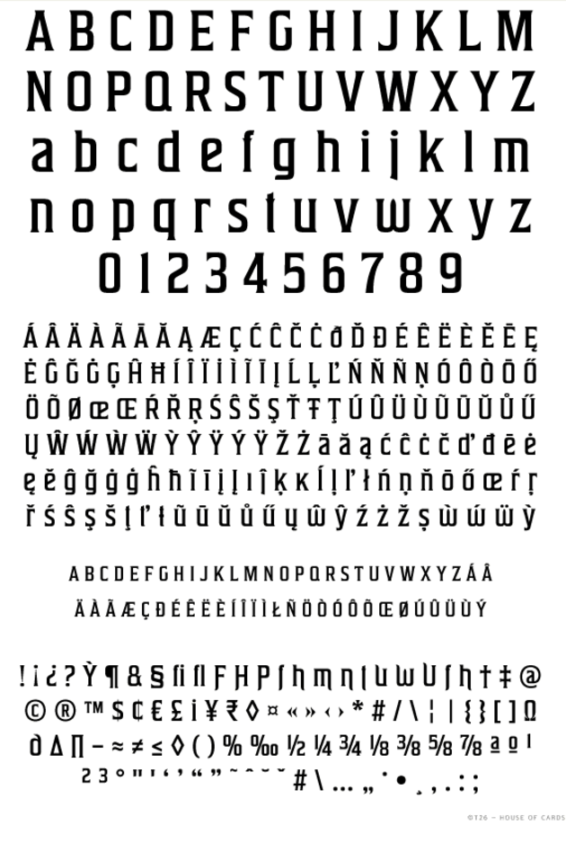 T.26 Digital Type Foundry Fonts House Of Cards