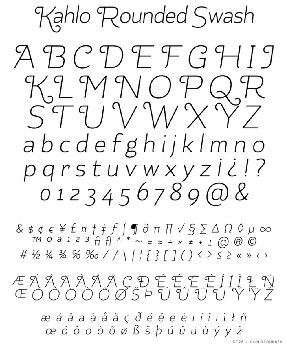 T 26 Digital Type Foundry Fonts Kahlo Rounded Swash