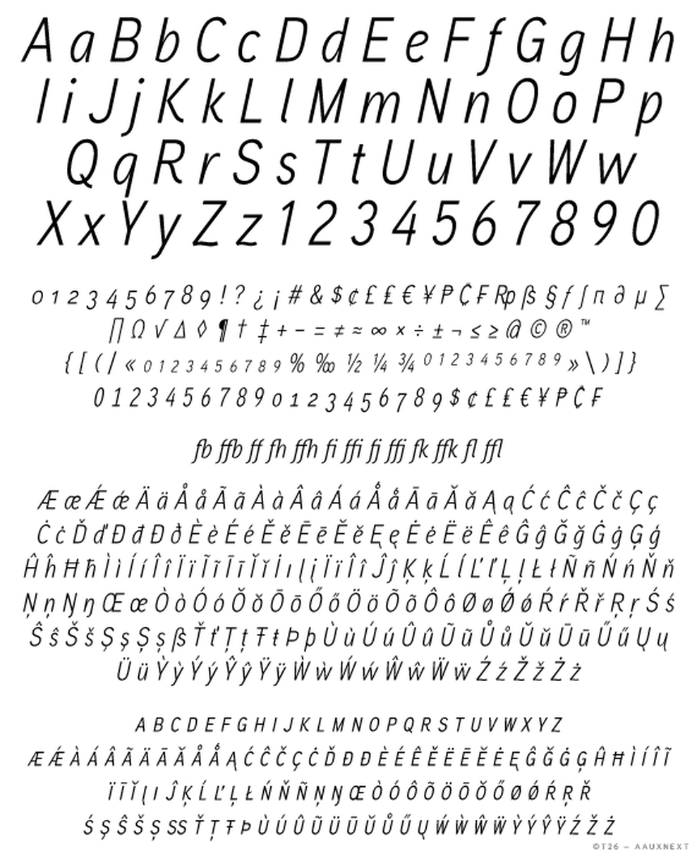 T 26 Digital Type Foundry Fonts ux Next Condensed Pack A